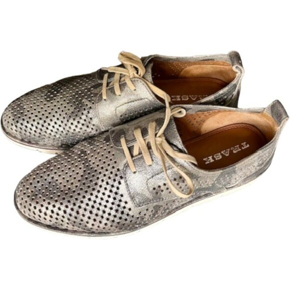Trask Lena Camo Almond Toe Perforated Oxfords - Silver/Gray - 8 - Picture 6 of 14